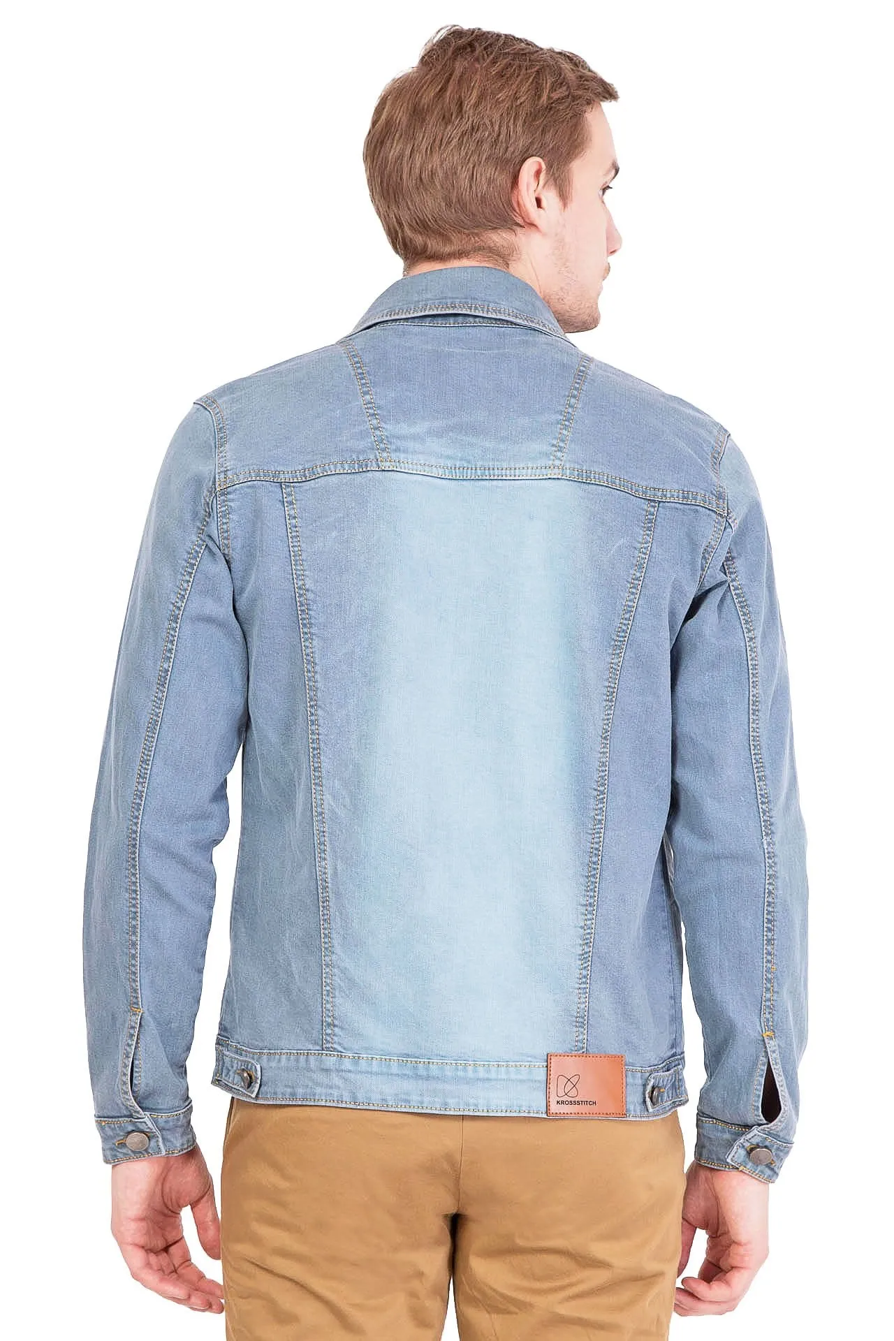 Krossstitch Full Sleeve Men's Denim Jacket with Brass Button