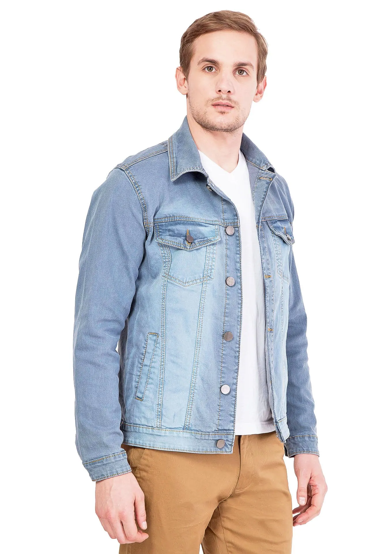 Krossstitch Full Sleeve Men's Denim Jacket with Brass Button