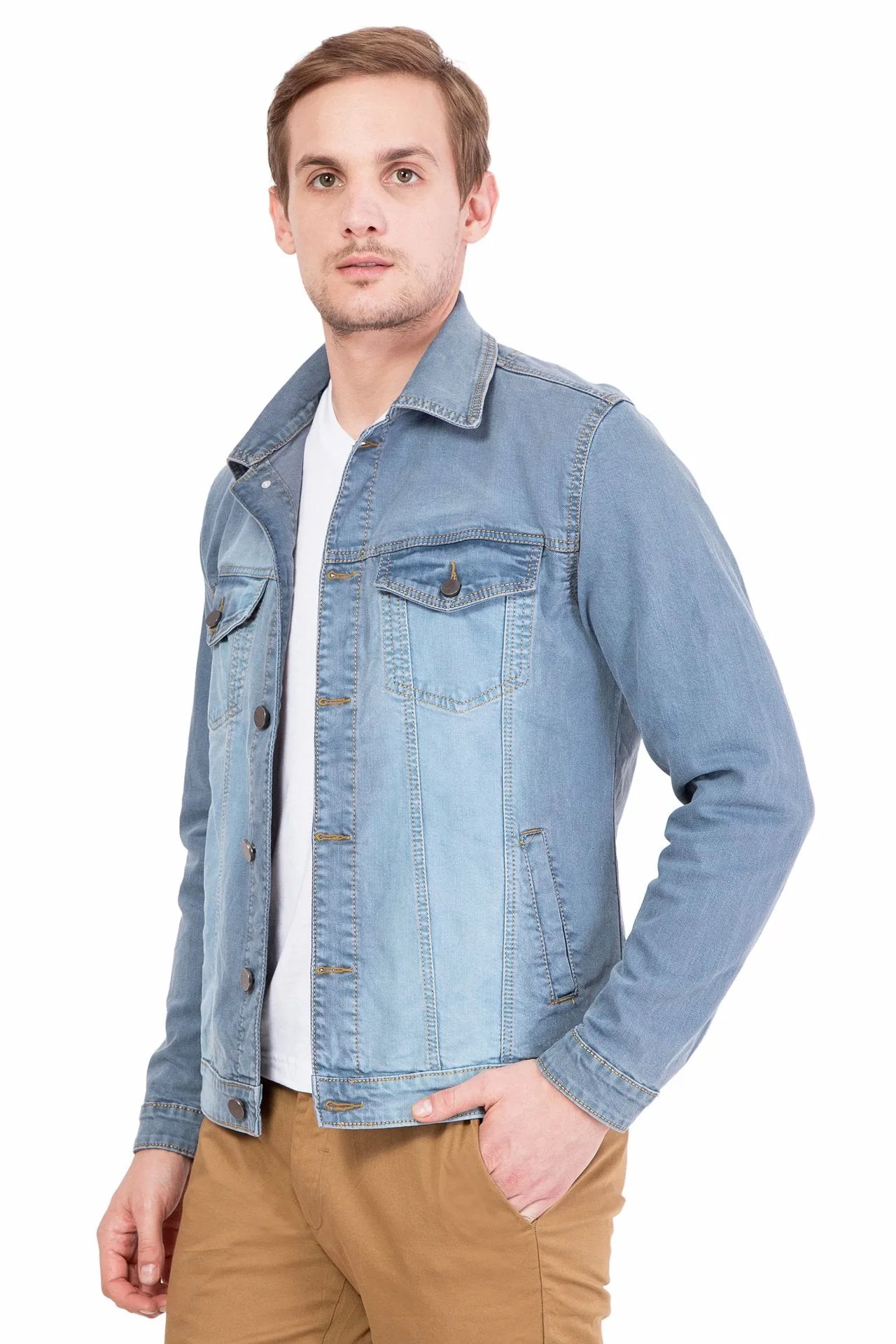 Krossstitch Full Sleeve Men's Denim Jacket with Brass Button