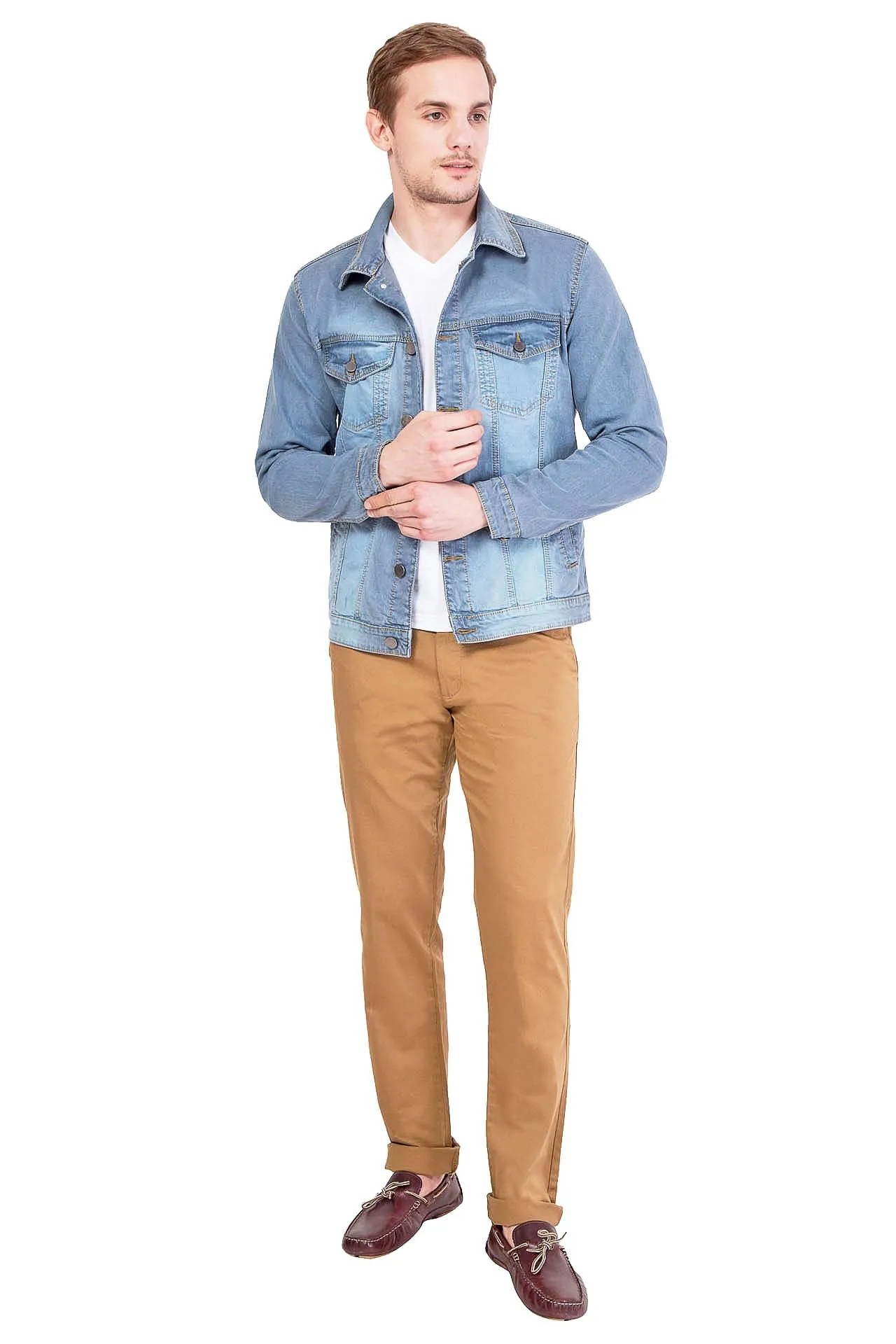 Krossstitch Full Sleeve Men's Denim Jacket with Brass Button