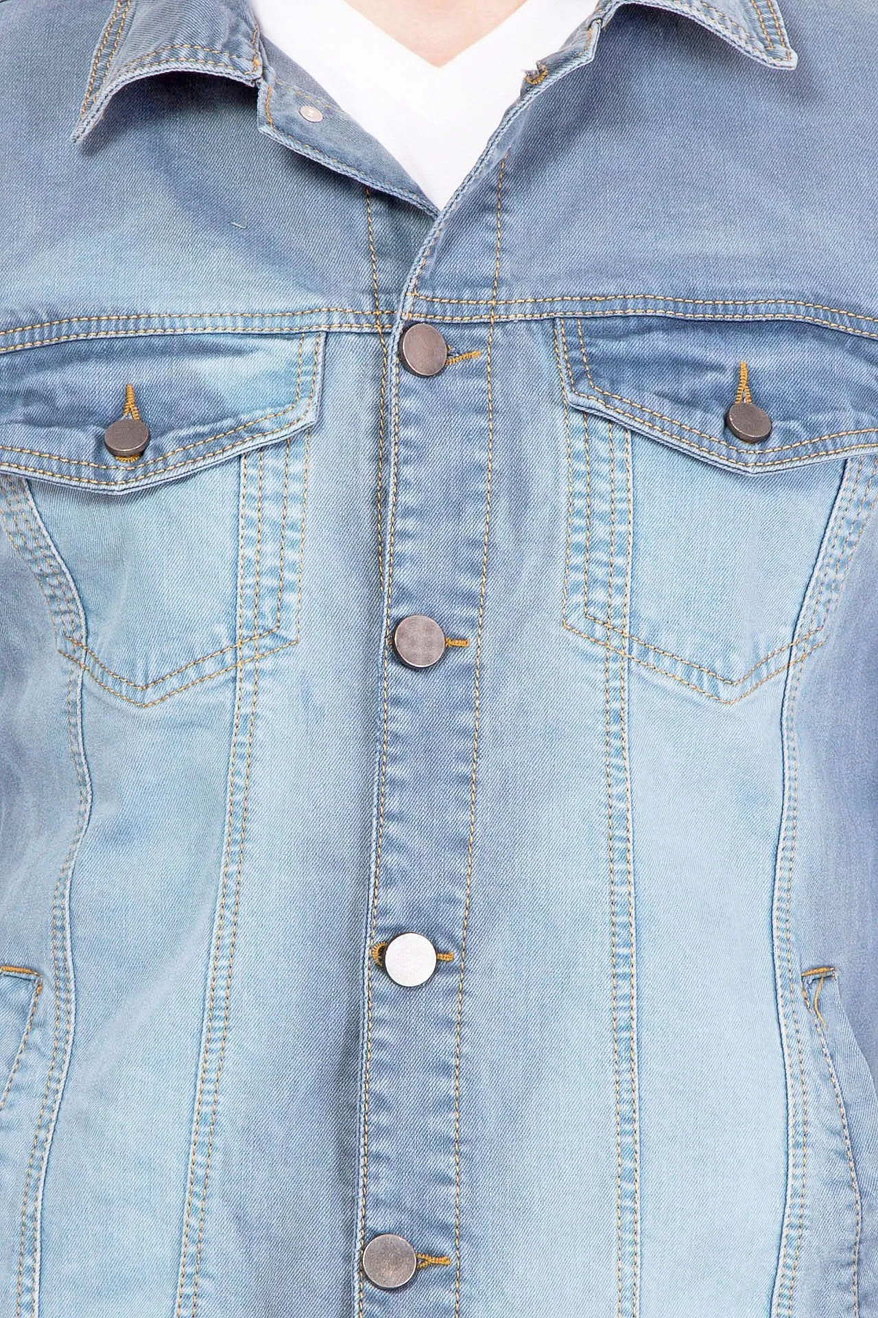 Krossstitch Full Sleeve Men's Denim Jacket with Brass Button