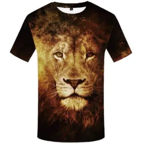 Lion T shirts Men Flame Shirt Print Animal Tshirt Printed Gothic Tshirts Cool Short Sleeve Full Print Men/women Tee Top