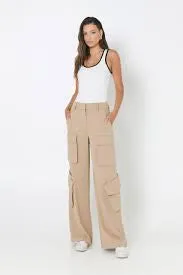 MADISON THE LABEL-BLANE CARGO PANTS-CAMEL