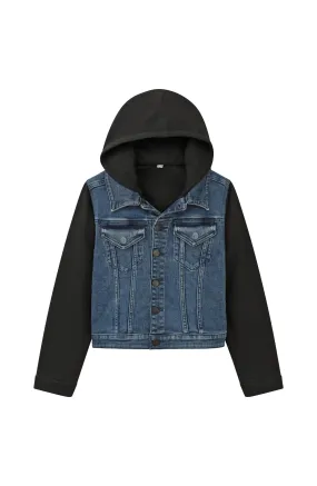 Manning Trucker Denim Jacket Kids | Knit Sleeves & Hood Seaborn | DL1961 Kids