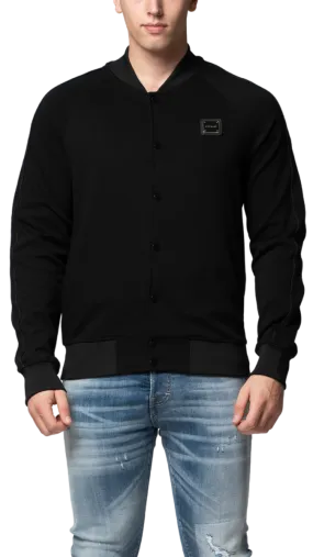 MB ESSENTIAL PIQUE BLACK BASEBALL JACKET | BLACK