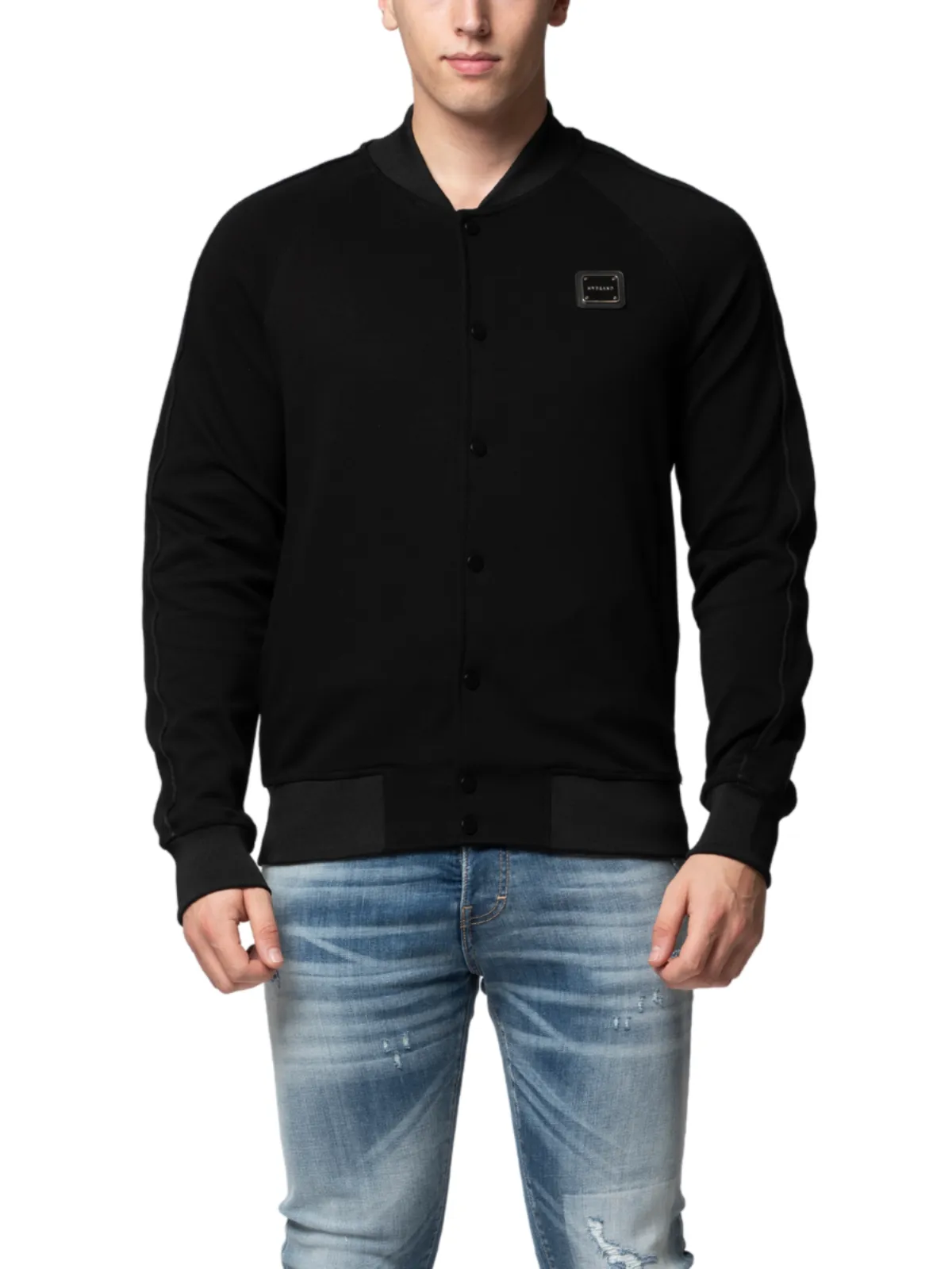 MB ESSENTIAL PIQUE BLACK BASEBALL JACKET | BLACK