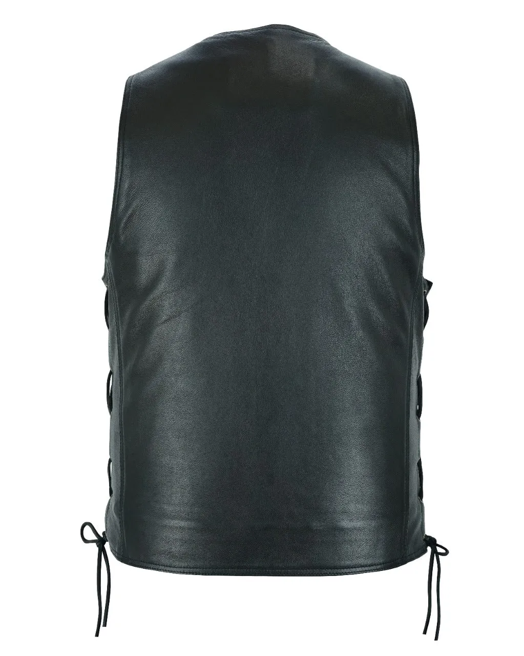 Mens Leather Vest With Concealed Carry inside Pockets Side Laces