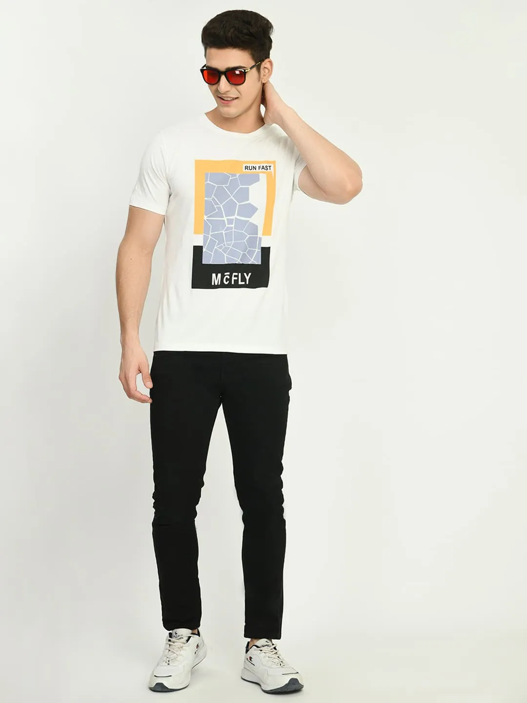 Men’s Printed Round Neck T-Shirt - White