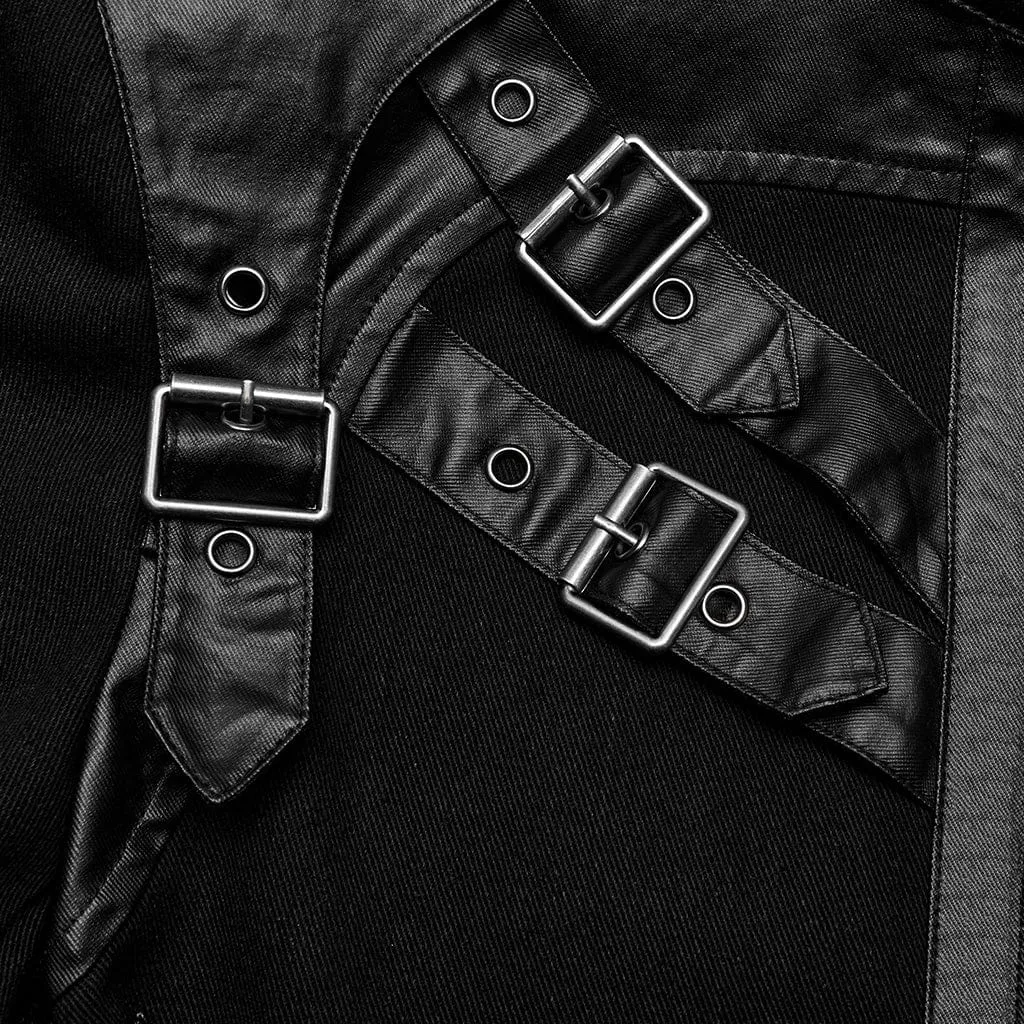 Men's Punk Multi-buckles Straps Faux Leather Jacket