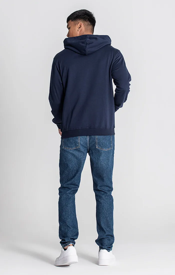 Navy Blue Essential Micro Hoodie Jacket