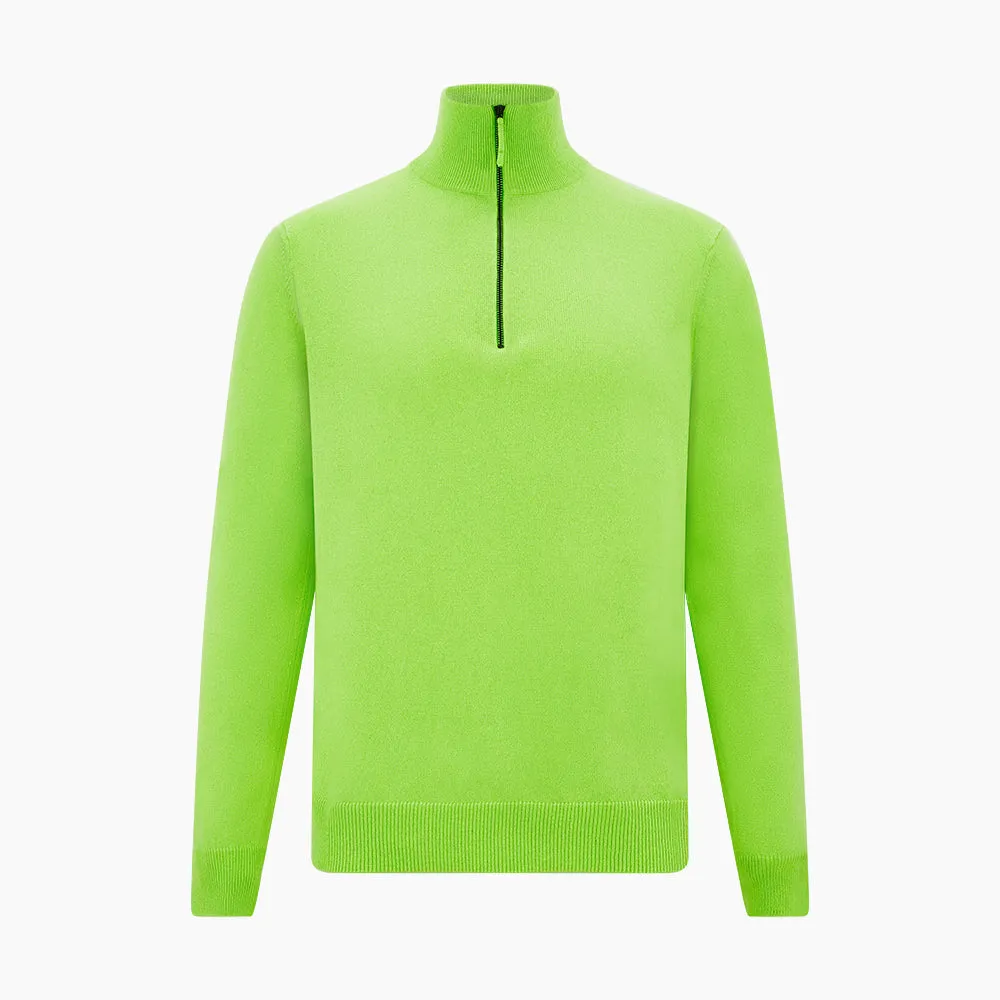 Neon Green Half-Zip Cashmere Jumper