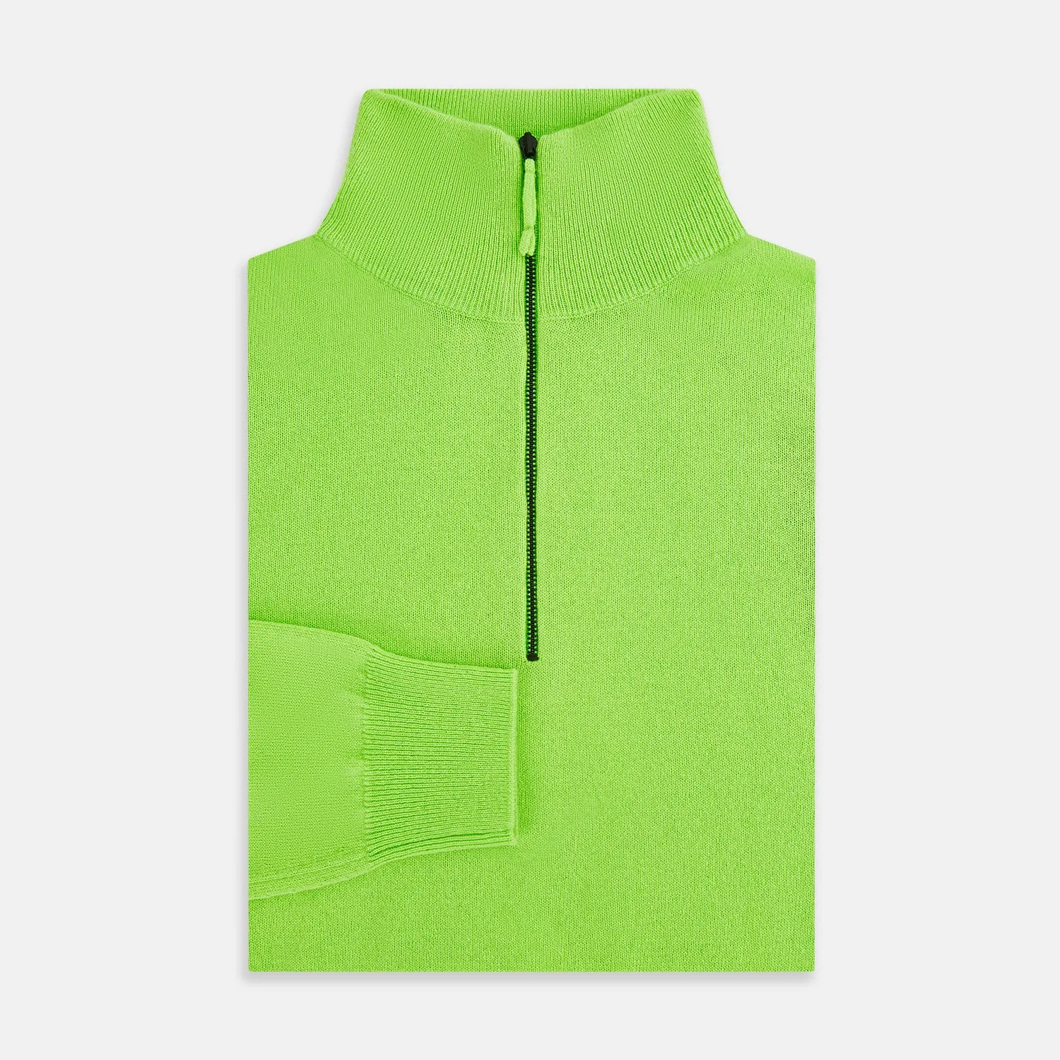 Neon Green Half-Zip Cashmere Jumper