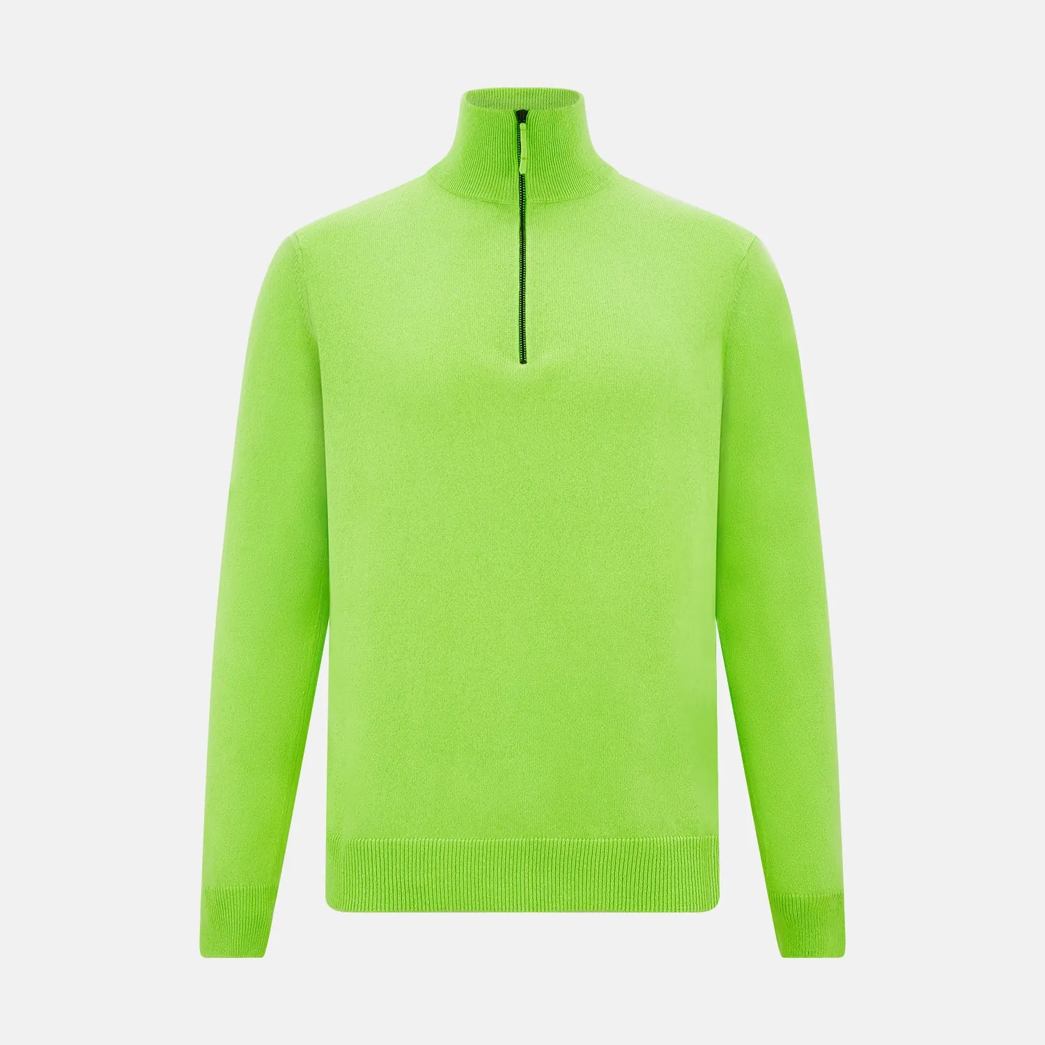 Neon Green Half-Zip Cashmere Jumper