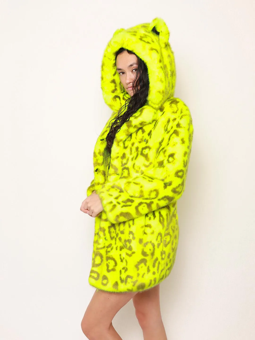 Neon Yellow Leopard Luxe Classic Faux Fur Coat | Women's