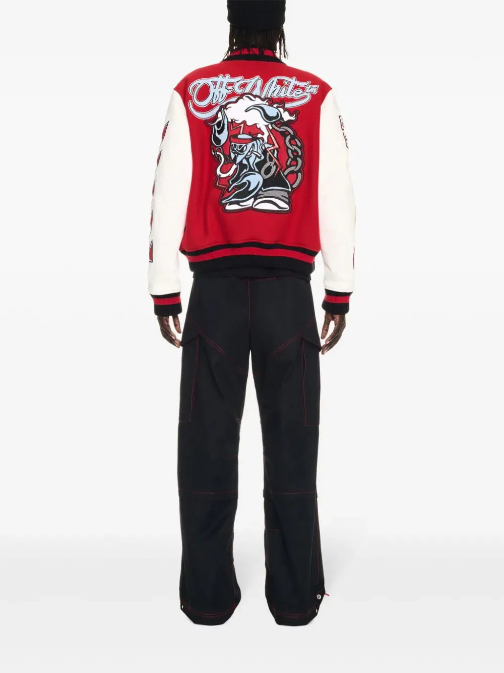 OFF-WHITE - Scorpio Lea Varsity Jacket Red