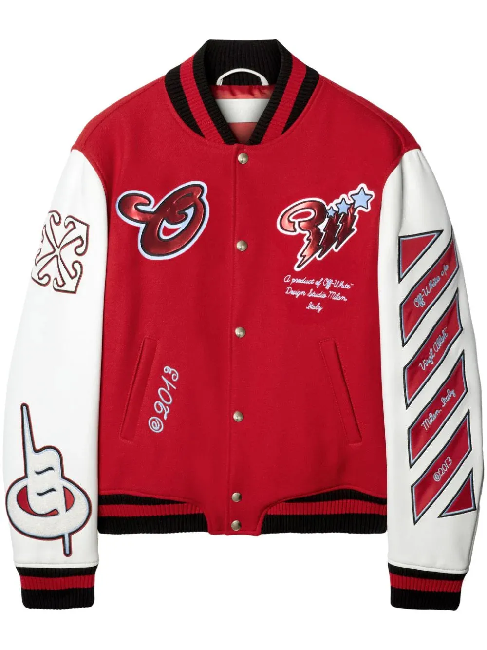 OFF-WHITE - Scorpio Lea Varsity Jacket Red