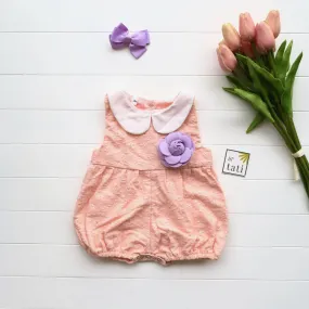 Orchid Playsuit - Collar in Peach Eyelet