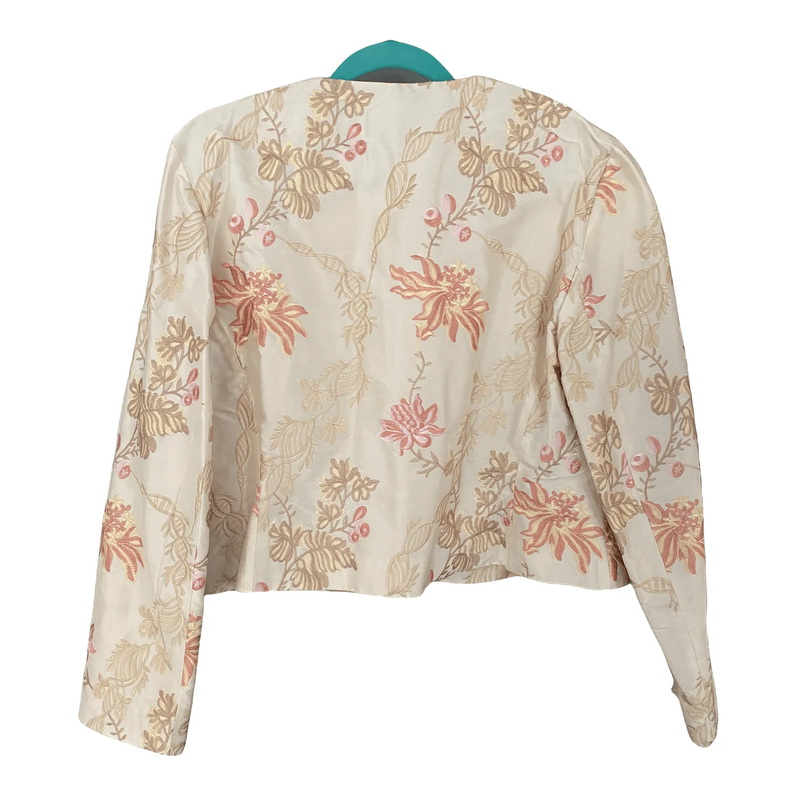 Pakeman Catto & Carter Cream and Pink Floral Silk Embroidered Bolero Jacket UK size 14