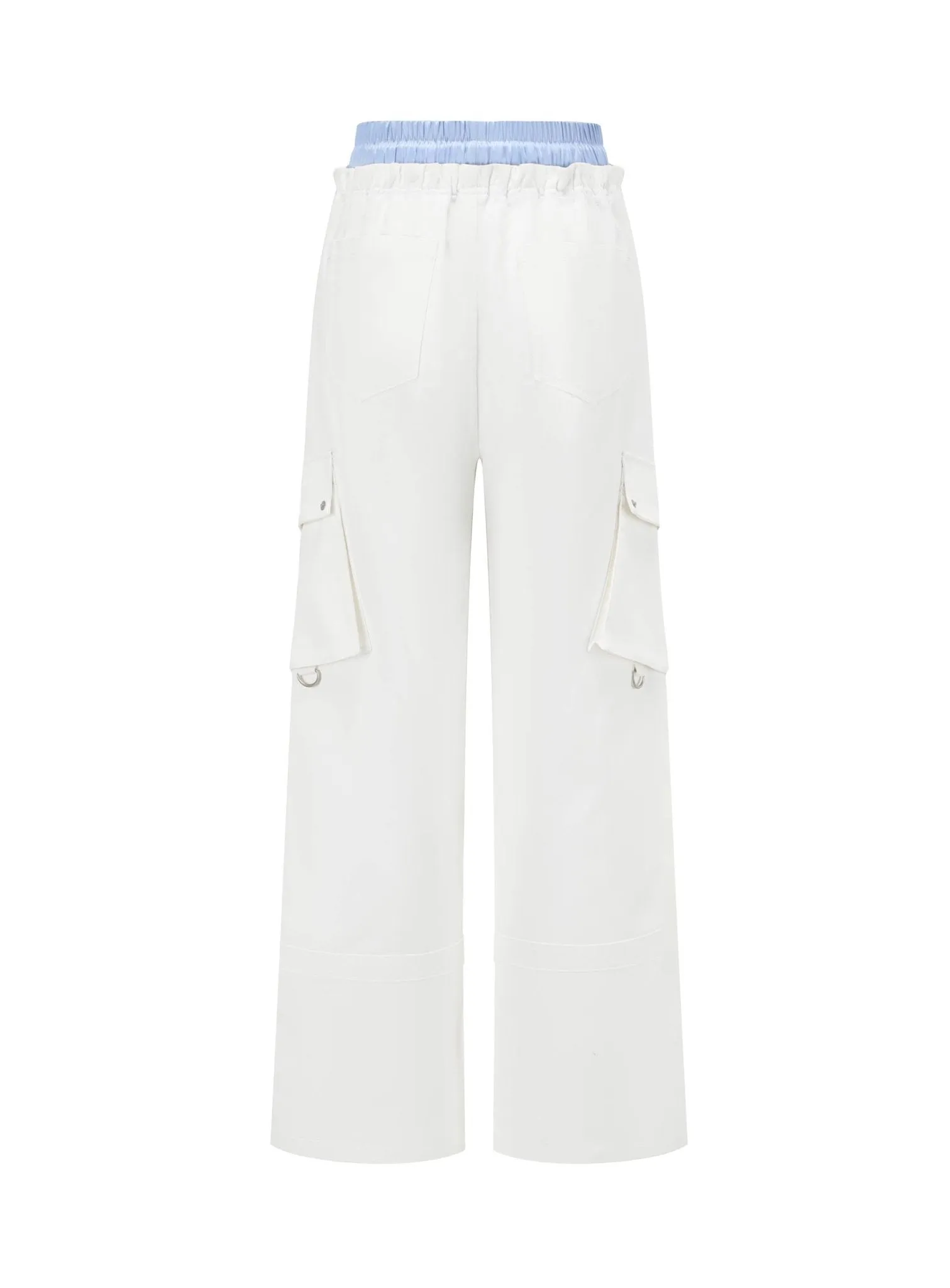 Paperbag-Waist Cargo Trousers in White