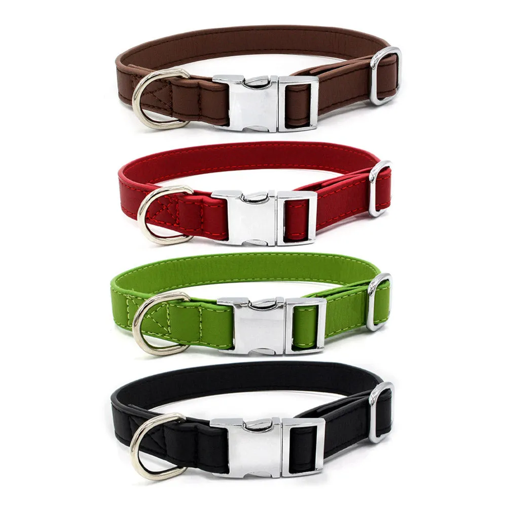 PAWS ASIA Suppliers Quality Thick Microfiber Leather Luxury Dog Collar With Metal Buckle