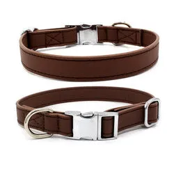 PAWS ASIA Suppliers Quality Thick Microfiber Leather Luxury Dog Collar With Metal Buckle