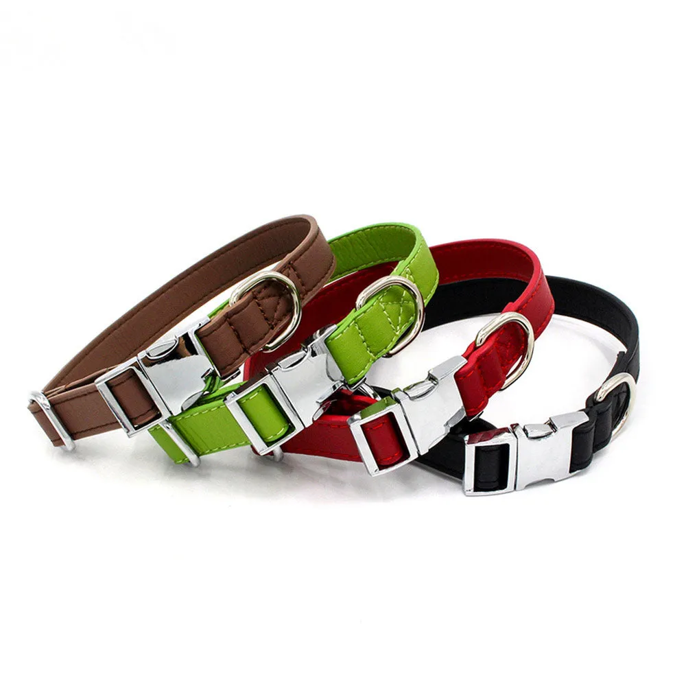 PAWS ASIA Suppliers Quality Thick Microfiber Leather Luxury Dog Collar With Metal Buckle