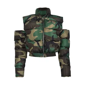 Pre Order:  Cutout Shoulder Camouflage Jacket