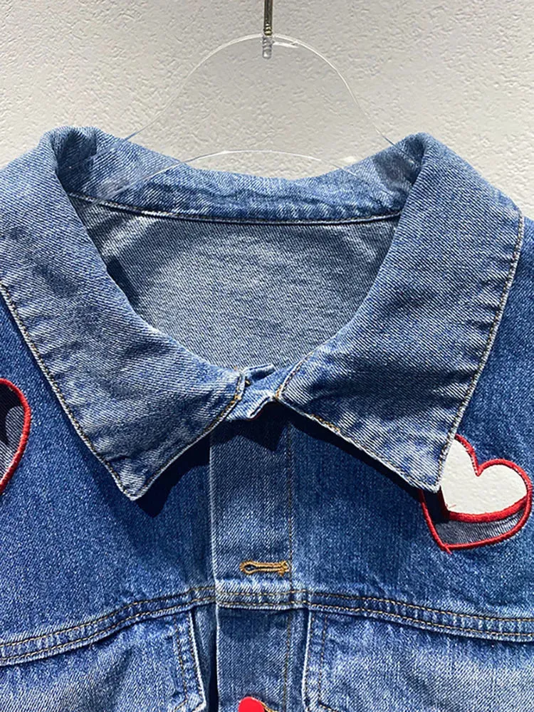 Pre Order:  Love Hollow Long Sleeves Denim Short Jacket