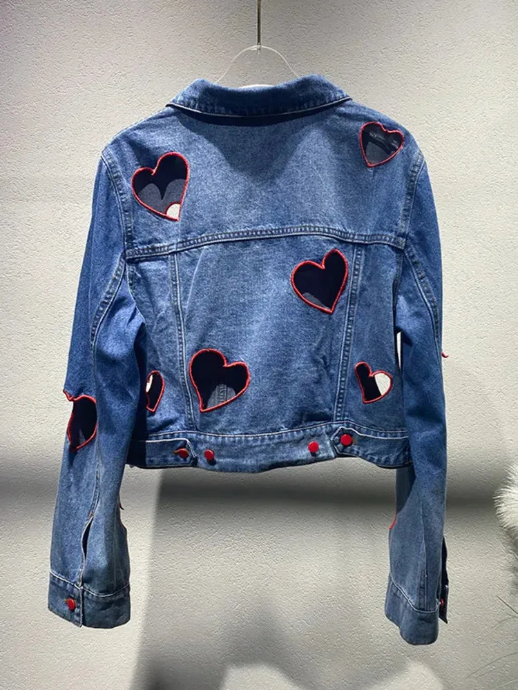 Pre Order:  Love Hollow Long Sleeves Denim Short Jacket