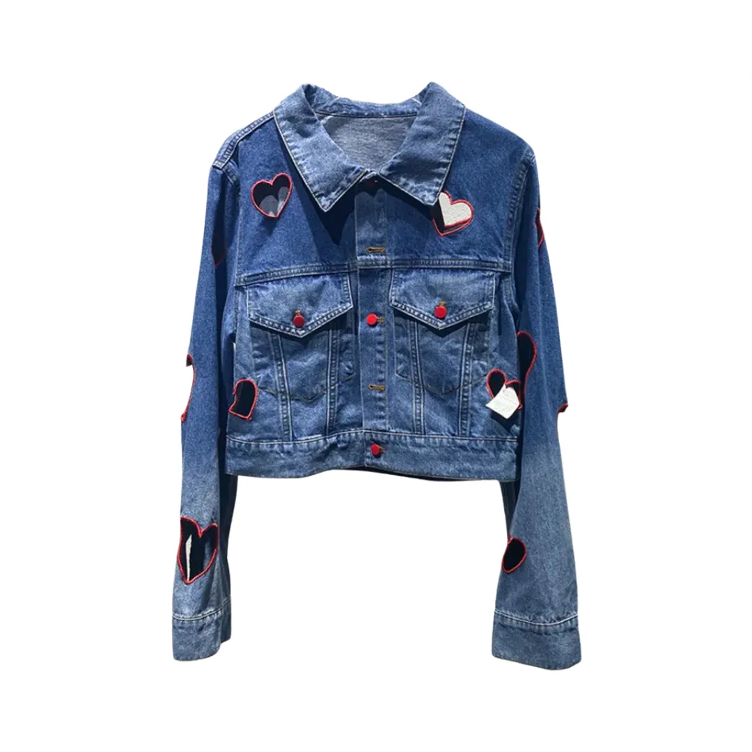 Pre Order:  Love Hollow Long Sleeves Denim Short Jacket