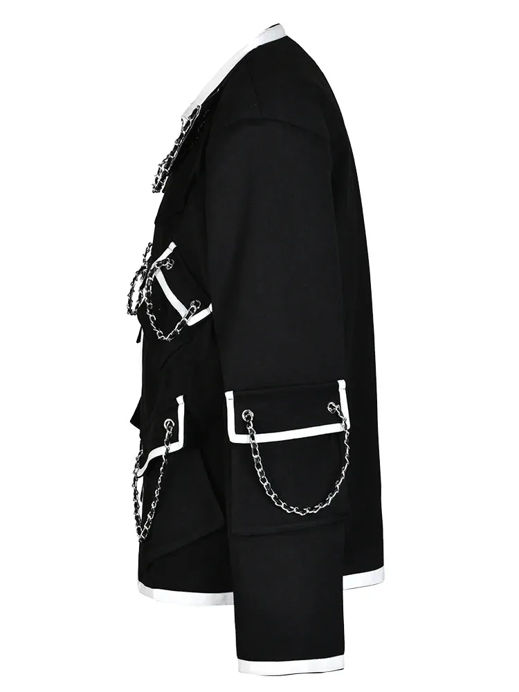 Pre Order:  Metal Chained Flap Pockets Jacket