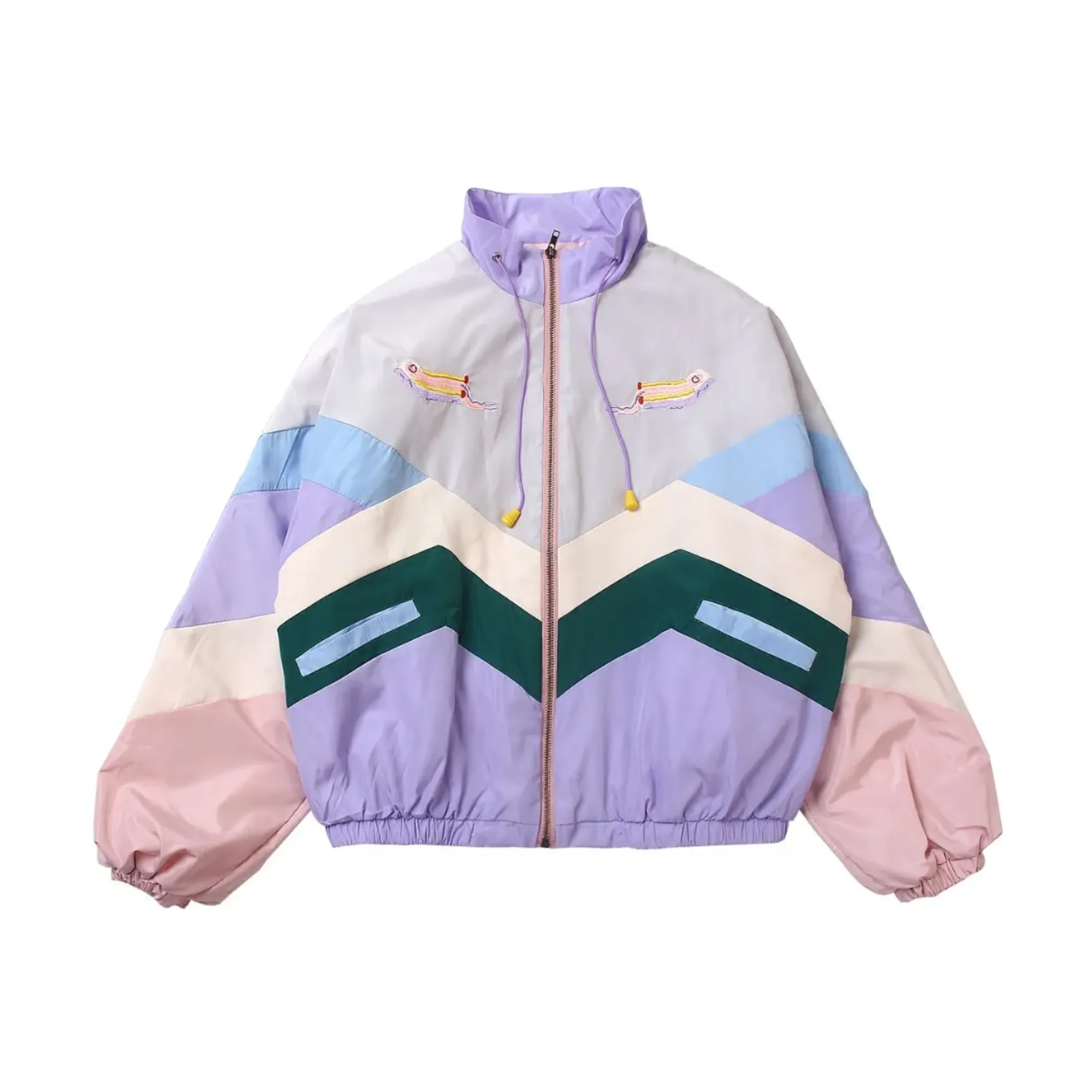 Pre Order:  Pastel Stand Collar Cartoon Jacket