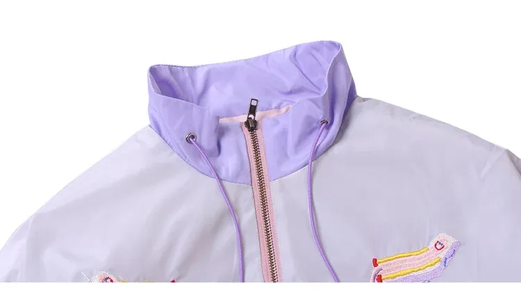 Pre Order:  Pastel Stand Collar Cartoon Jacket