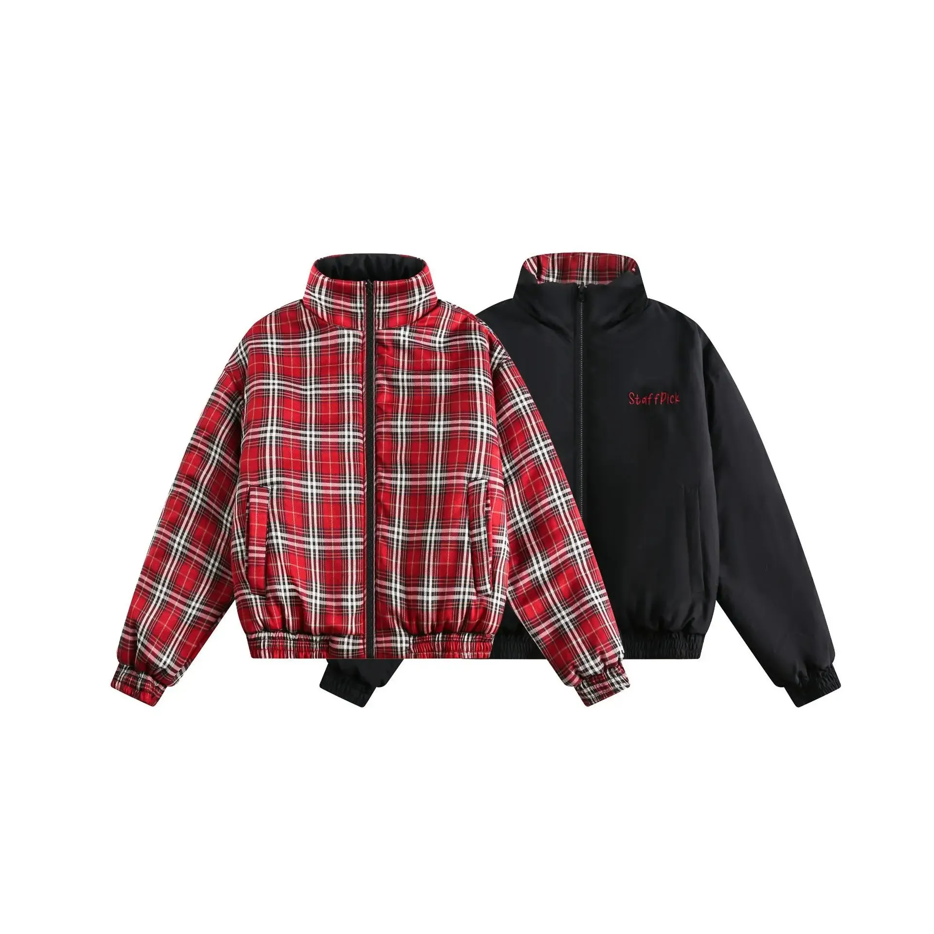 Pre Order:  Plaid Zip-Up Reversible Jacket