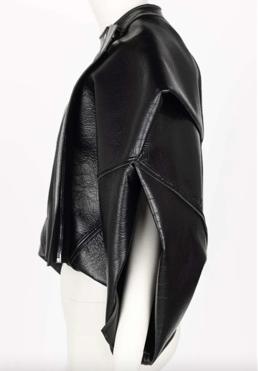 Rick Owens Lilies Sculptural Black Leather Jacket | 40 IT/4 US