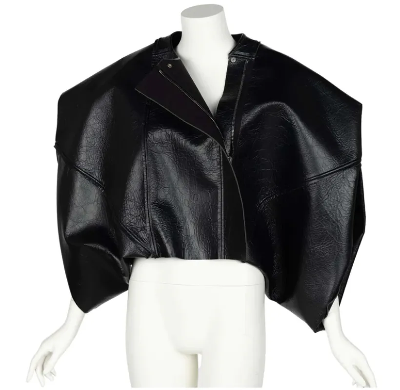 Rick Owens Lilies Sculptural Black Leather Jacket | 40 IT/4 US