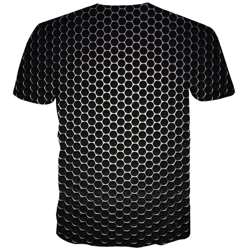 Round hole metallic texture t shirt t shirt 3D special texture man different Cool art costume