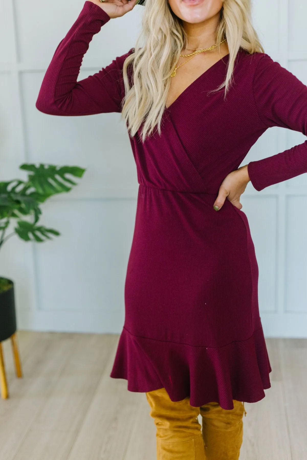 Ruffle Hem Wrap Dress