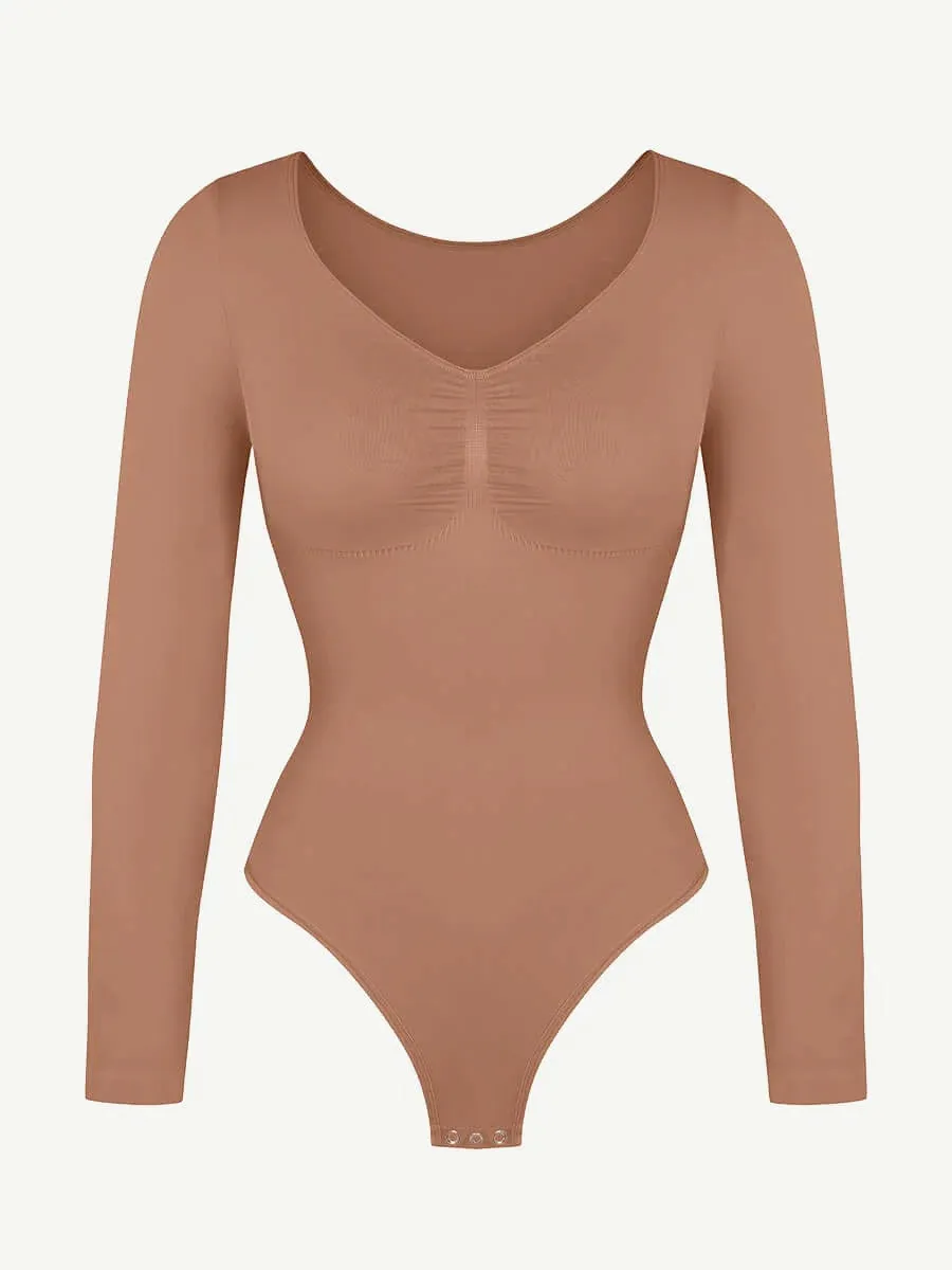 Seamless Sculpting Long Sleeve Tummy Control Thong Bodysuit