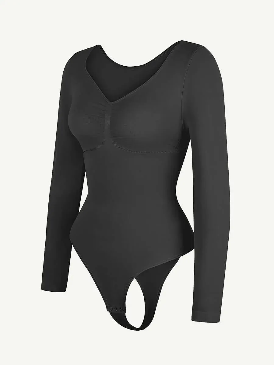 Seamless Sculpting Long Sleeve Tummy Control Thong Bodysuit