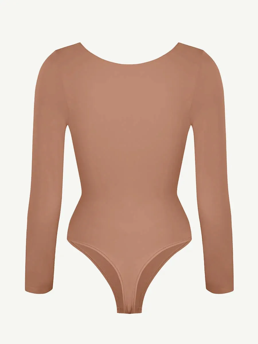 Seamless Sculpting Long Sleeve Tummy Control Thong Bodysuit