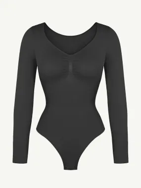 Seamless Sculpting Long Sleeve Tummy Control Thong Bodysuit