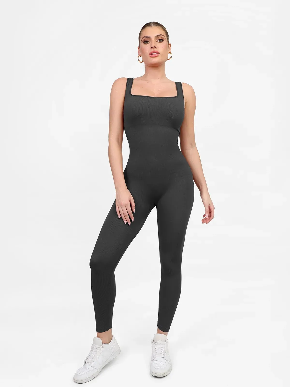 Shapewear Square Neck Seamless Tank Workout Jumpsuit