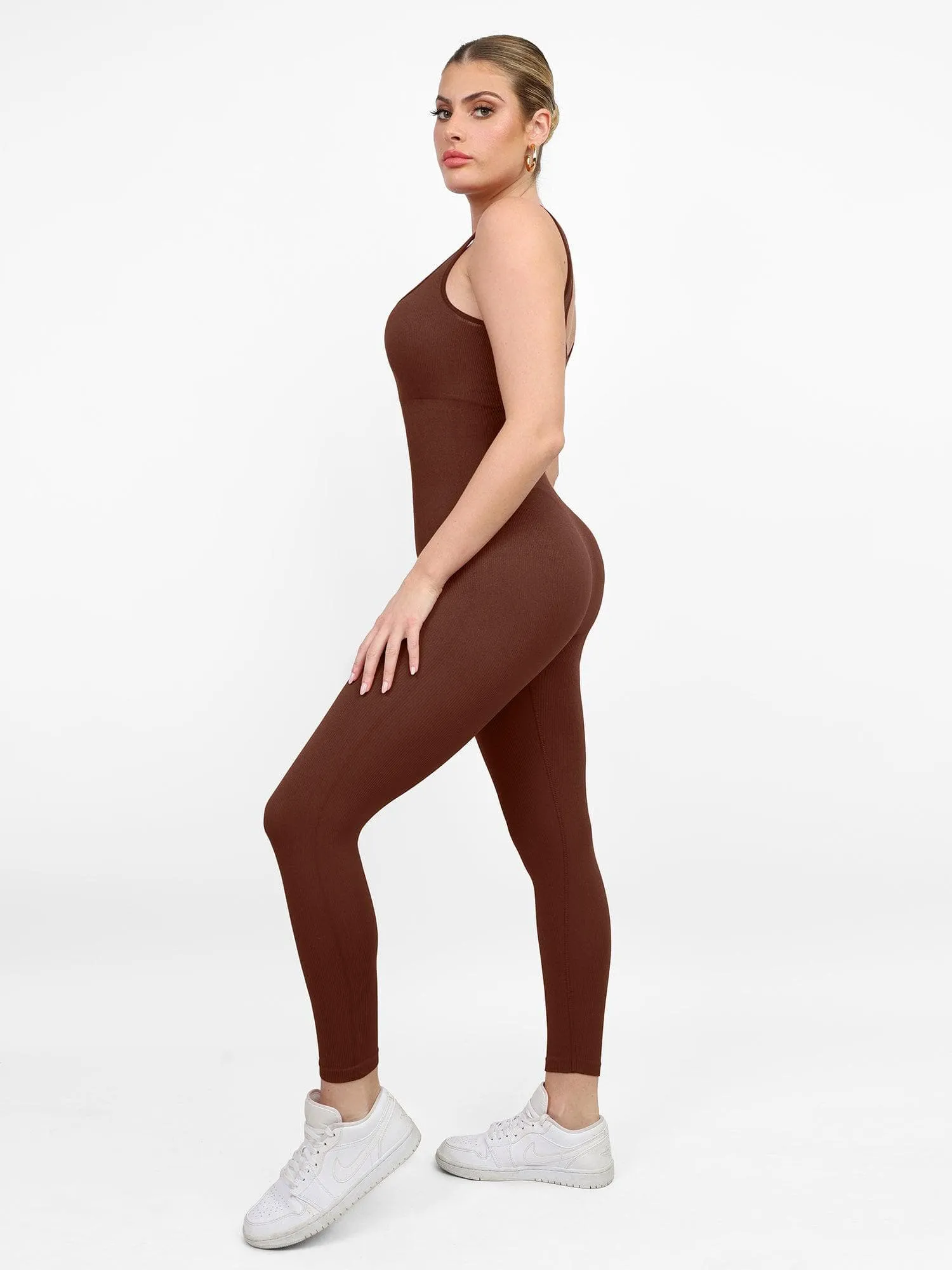 Shapewear Square Neck Seamless Tank Workout Jumpsuit