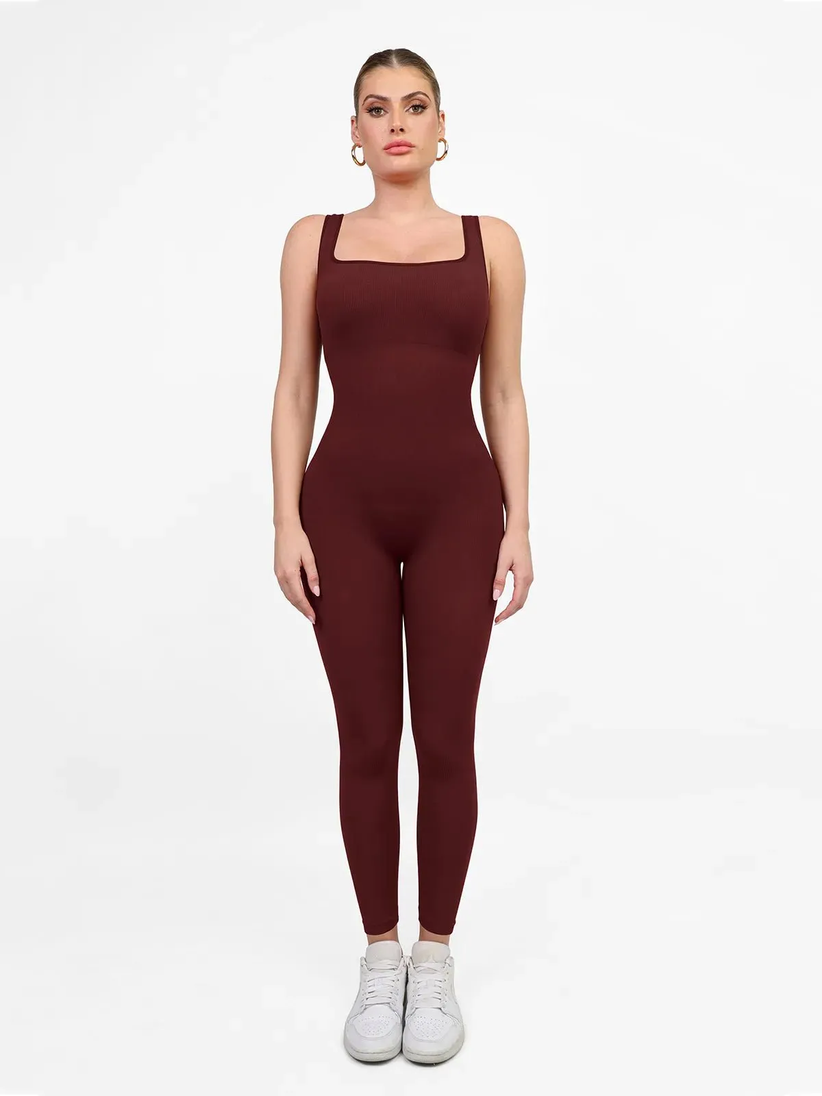 Shapewear Square Neck Seamless Tank Workout Jumpsuit