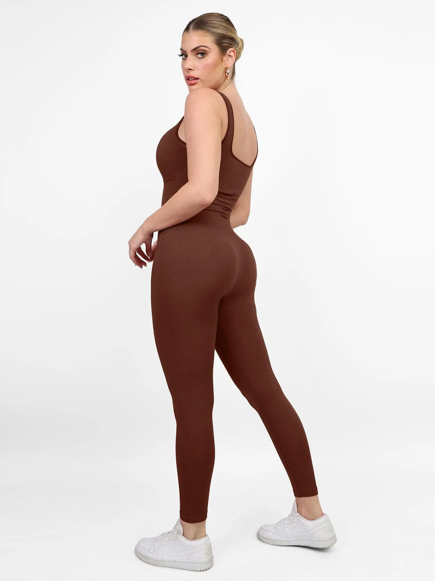 Shapewear Square Neck Seamless Tank Workout Jumpsuit