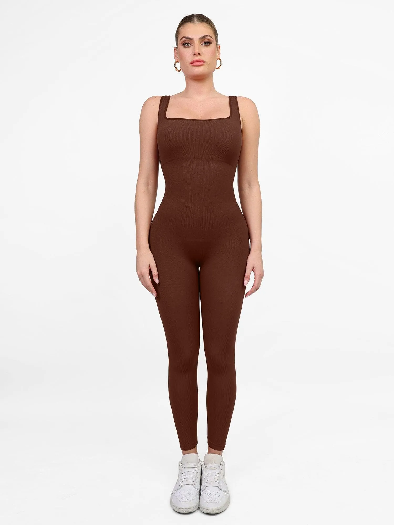 Shapewear Square Neck Seamless Tank Workout Jumpsuit