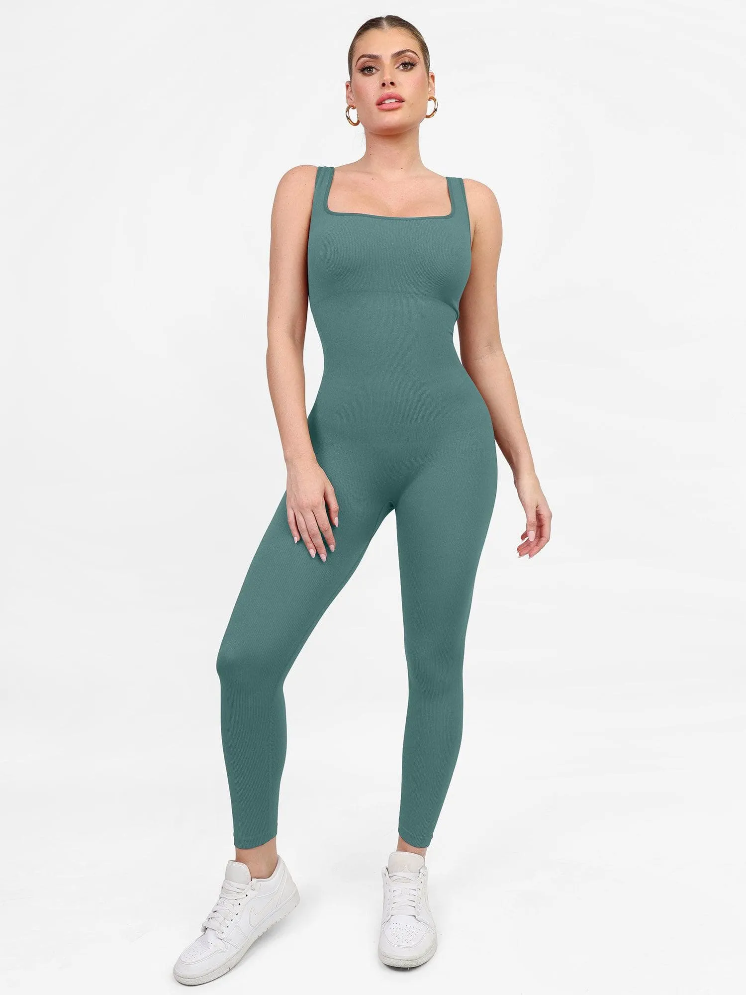 Shapewear Square Neck Seamless Tank Workout Jumpsuit