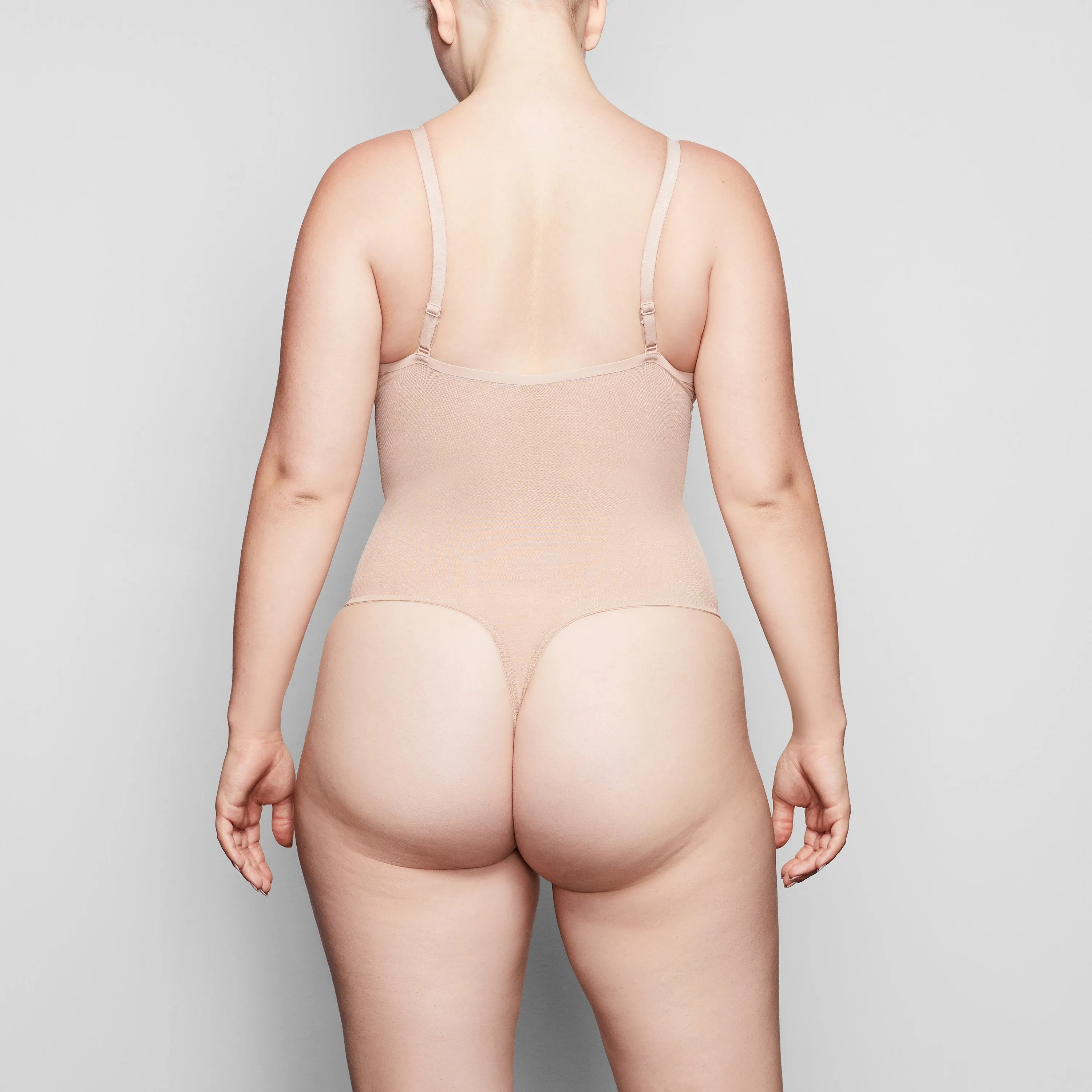 SHEER SCULPT THONG BODYSUIT | CLAY