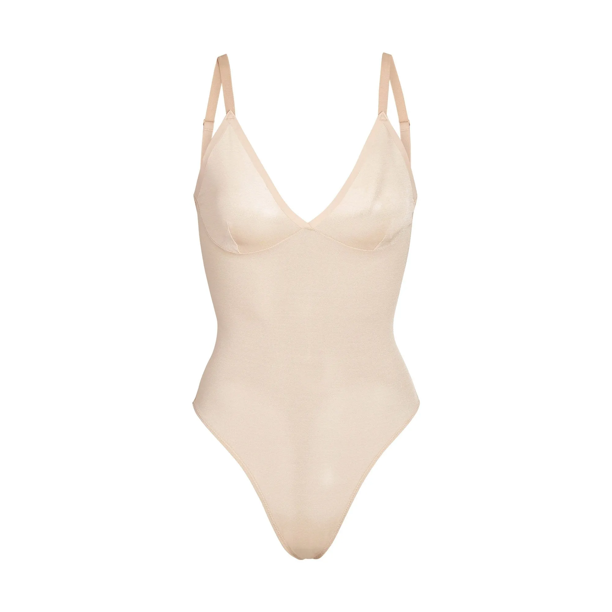 SHEER SCULPT THONG BODYSUIT | CLAY